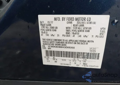 2017 Ford Explorer Xlt from USA, damaged, VIN 1FM5K8D88HGD05355